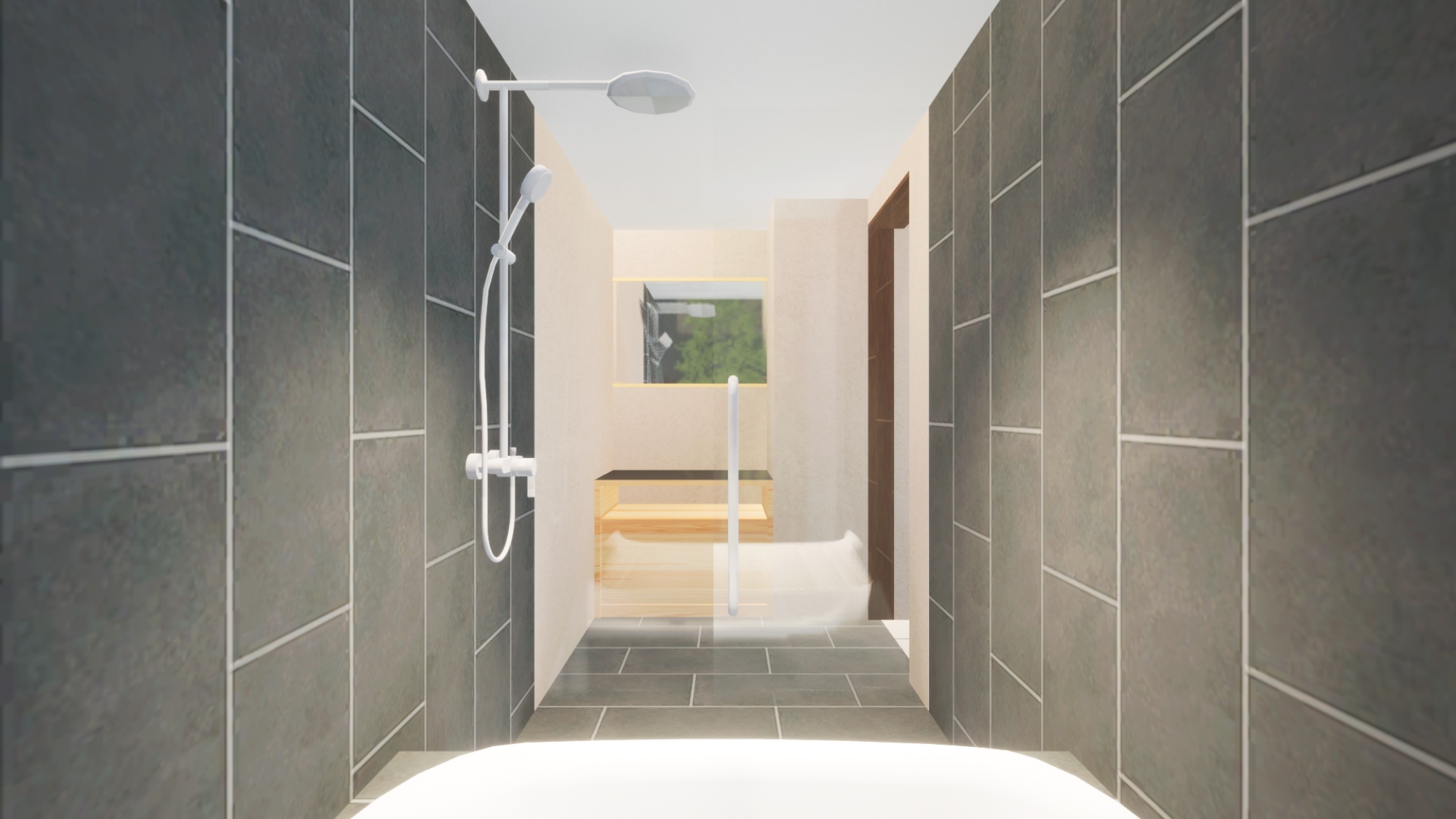 京都の町屋リノベーションによる一棟貸ホテルお風呂洗面脱衣