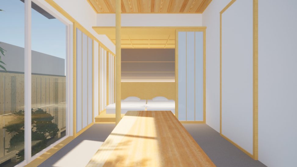 京都の古民家リノベーションによる一棟貸ホテルゲストルームLDK