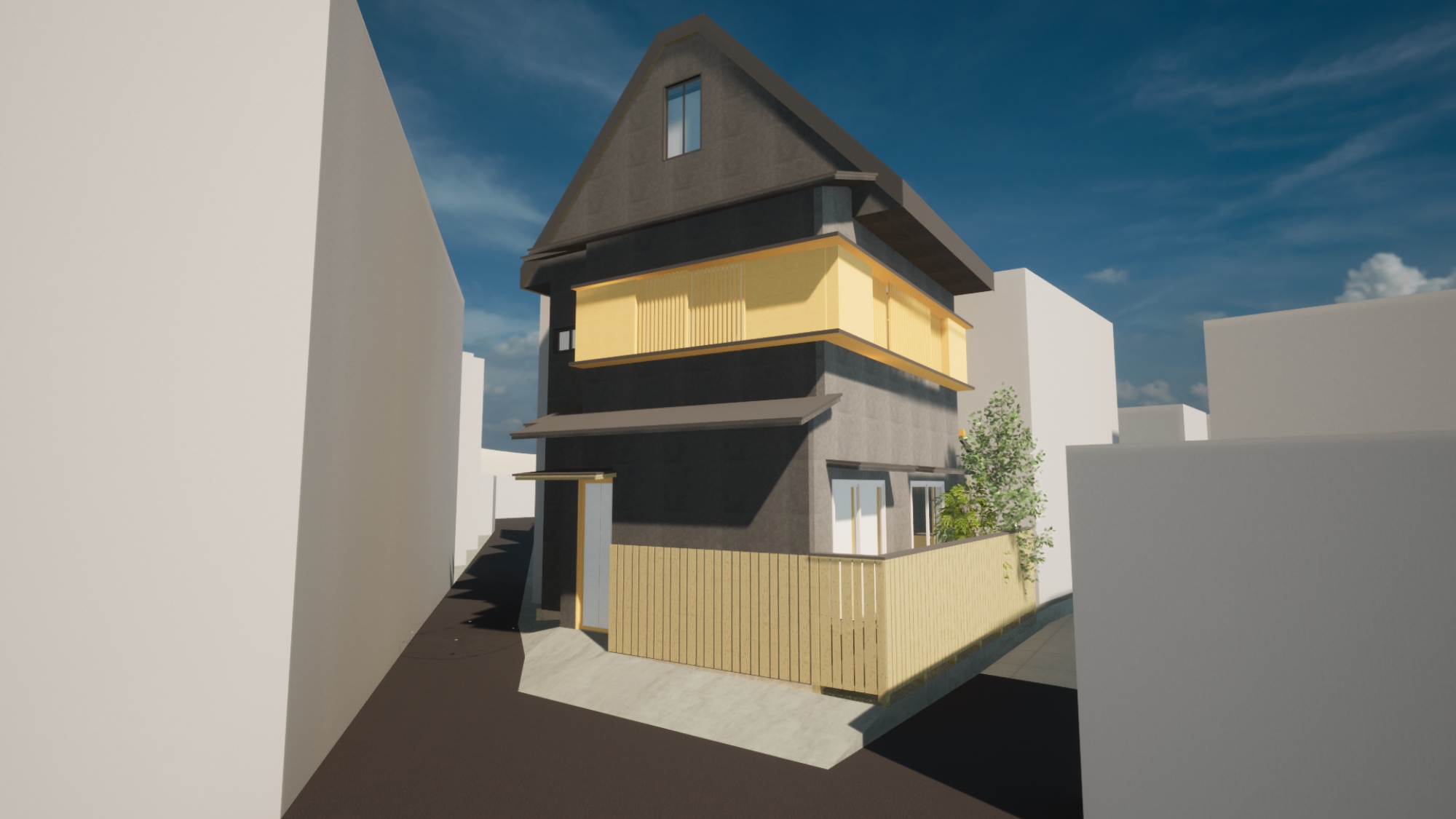 京都の古民家リノベーションによる一棟貸ホテル外観格子