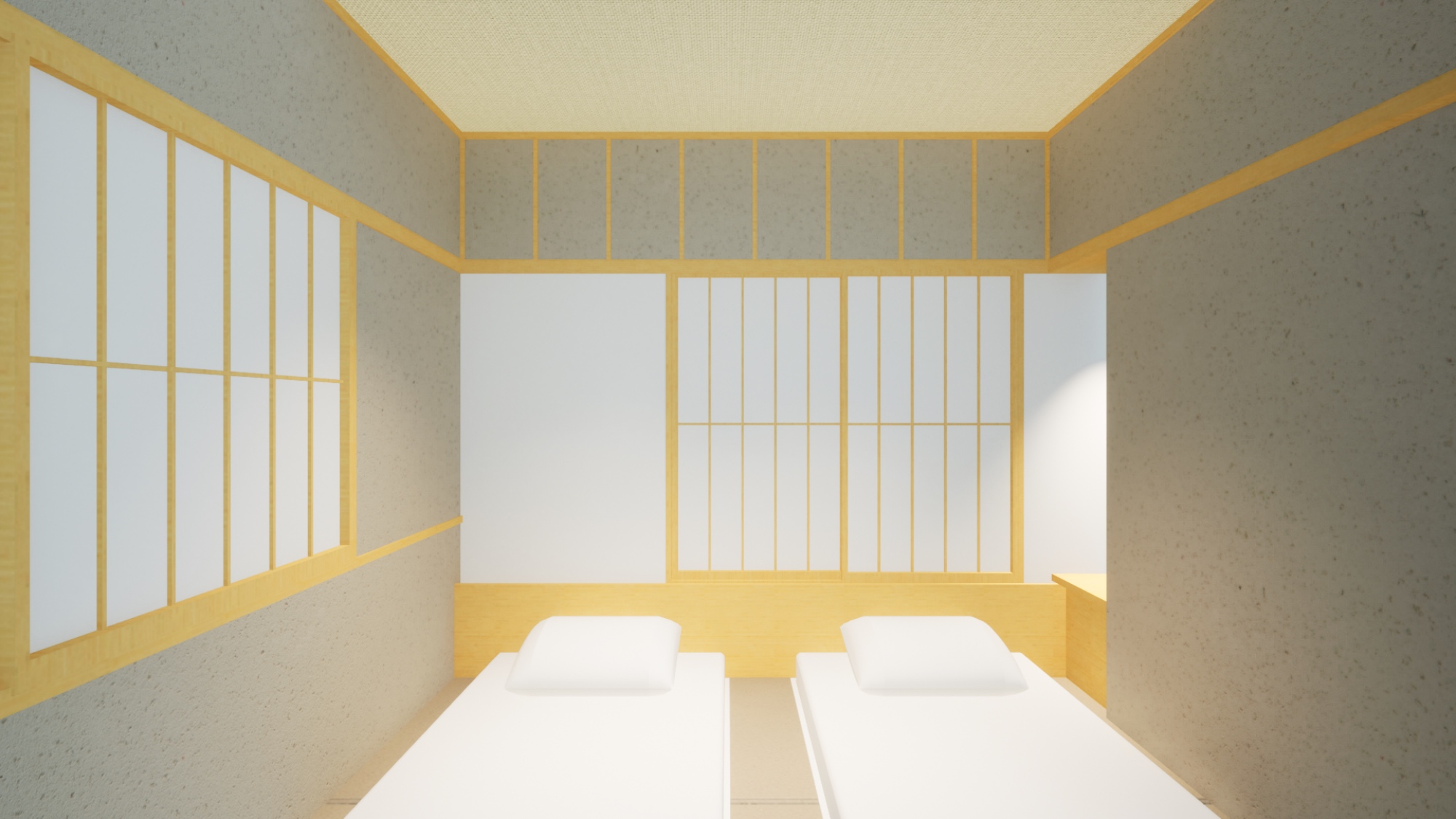 京都の古民家リノベーションによる一棟貸ホテル障子ゲストルーム障子